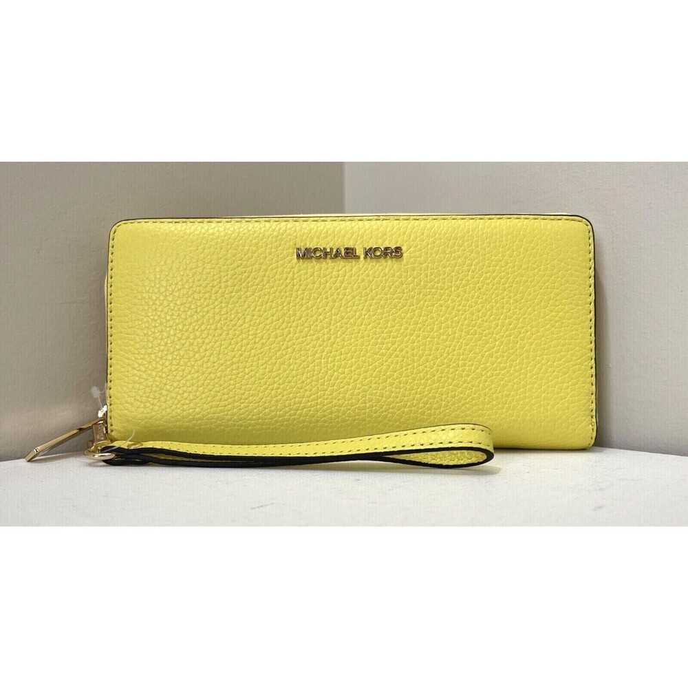 New Michael Kors Jet Set Large Travel Continental wallet Leather Sunshine